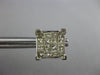 LARGE 1.40CT DIAMOND 14KT WHITE GOLD 3D PRINCESS INVISIBLE SQUARE STUD EARRINGS