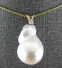 EXTRA LARGE .07CT DIAMOND AAA SOUTH SEA PEARL 14KT YELLOW GOLD TEAR DROP PENDANT