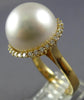 LARGE .37CT DIAMOND & AAA SOUTH SEA PEARL 18K YELLOW GOLD CLASSIC HALO LOVE RING