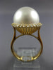 LARGE .37CT DIAMOND & AAA SOUTH SEA PEARL 18K YELLOW GOLD CLASSIC HALO LOVE RING