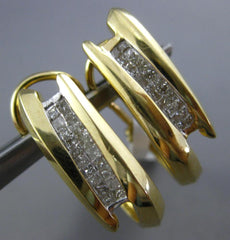 .38CT DIAMOND 14KT YELLOW GOLD 2 ROW PRINCESS UMBRELLA CLIP ON HANGING EARRINGS