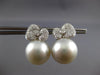 LARGE .88CT DIAMOND & AAA SOUTH SEA PEARL 18K WHITE GOLD 3D BOW HANGING EARRINGS