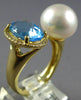 LARGE 3.27CT DIAMOND & AAA SOUTH SEA PEARL & BLUE TOPAZ 18K YELLOW GOLD FUN RING