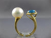LARGE 3.27CT DIAMOND & AAA SOUTH SEA PEARL & BLUE TOPAZ 18K YELLOW GOLD FUN RING