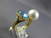 LARGE 3.27CT DIAMOND & AAA SOUTH SEA PEARL & BLUE TOPAZ 18K YELLOW GOLD FUN RING