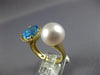 LARGE 3.27CT DIAMOND & AAA SOUTH SEA PEARL & BLUE TOPAZ 18K YELLOW GOLD FUN RING