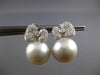 LARGE .88CT DIAMOND & AAA SOUTH SEA PEARL 18K WHITE GOLD 3D BOW HANGING EARRINGS