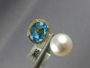 LARGE 3.27CT DIAMOND & AAA SOUTH SEA PEARL & BLUE TOPAZ 18K YELLOW GOLD FUN RING