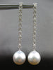 LARGE & LONG 1.1CT DIAMOND & AAA SOUTH SEA PEARL 18K WHITE GOLD HANGING EARRINGS