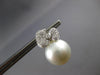 LARGE .88CT DIAMOND & AAA SOUTH SEA PEARL 18K WHITE GOLD 3D BOW HANGING EARRINGS