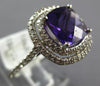 2.84CT DIAMOND & AAA AMETHYST 14K WHITE GOLD CUSHION DOUBLE HALO SQUARE FUN RING