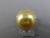 LARGE .37CT DIAMOND & AAA GOLDEN SOUTH SEA PEARL 18KT YELLOW GOLD HALO LOVE RING