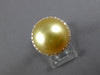 LARGE .37CT DIAMOND & AAA GOLDEN SOUTH SEA PEARL 18KT YELLOW GOLD HALO LOVE RING