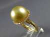 LARGE .37CT DIAMOND & AAA GOLDEN SOUTH SEA PEARL 18KT YELLOW GOLD HALO LOVE RING