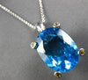 20.49CT WHITE & CANARY DIAMOND & BLUE TOPAZ 14KT WHITE & ROSE GOLD OVAL PENDANT