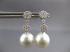 LARGE .79CT DIAMOND & AAA SOUTH SEA PEARL 18K WHITE GOLD FLOWER HANGING EARRINGS