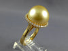 LARGE .37CT DIAMOND & AAA GOLDEN SOUTH SEA PEARL 18KT YELLOW GOLD HALO LOVE RING