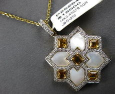 3.20CT DIAMOND & YELLOW SAPPHIRE & MOTHER OF PEARL 14KT YELLOW GOLD STAR PENDANT