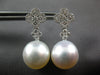 LARGE .77CT DIAMOND & AAA SOUTH SEA PEARL 18KT WHITE GOLD 4 LEAF CLOVER EARRINGS