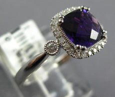 1.62CT DIAMOND & AAA AMETHYST 14KT WHITE GOLD CUSHION & ROUND FILIGREE FUN RING