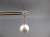 LARGE .79CT DIAMOND & AAA SOUTH SEA PEARL 18K WHITE GOLD FLOWER HANGING EARRINGS