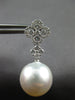 LARGE .77CT DIAMOND & AAA SOUTH SEA PEARL 18KT WHITE GOLD 4 LEAF CLOVER EARRINGS