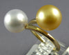ESTATE AAA WHITE & GOLDEN SOUTH SEA PEARL 14KT YELLOW GOLD 3D CLASSIC FUN RING
