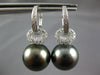 LARGE .57CT DIAMOND & TAHITIAN PEARL 18KT WHITE GOLD LOVE KNOT HANGING EARRINGS