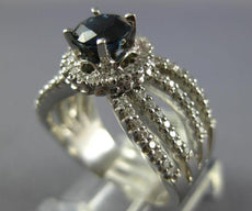 WIDE 1.87CT DIAMOND & AAA SAPPHIRE 14KT WHITE GOLD 3D ROUND HALO ENGAGEMENT RING
