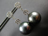 ESTATE .79CT DIAMOND & AAA TAHITIAN PEARL 18K WHITE GOLD FLOWER HANGING EARRINGS