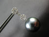 ESTATE .79CT DIAMOND & AAA TAHITIAN PEARL 18K WHITE GOLD FLOWER HANGING EARRINGS