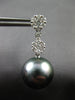 ESTATE .79CT DIAMOND & AAA TAHITIAN PEARL 18K WHITE GOLD FLOWER HANGING EARRINGS
