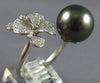 ESTATE LARGE .46CT DIAMOND & AAA TAHITIAN PEARL 18KT WHITE GOLD FLOWER FUN RING