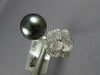 ESTATE LARGE .46CT DIAMOND & AAA TAHITIAN PEARL 18KT WHITE GOLD FLOWER FUN RING
