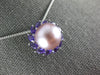 LARGE .91CT AAA AMETHYST & PINK SOUTH SEA PEARL 14K WHITE GOLD 3D FLOWER PENDANT