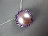 LARGE .91CT AAA AMETHYST & PINK SOUTH SEA PEARL 14K WHITE GOLD 3D FLOWER PENDANT