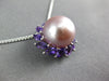 LARGE .91CT AAA AMETHYST & PINK SOUTH SEA PEARL 14K WHITE GOLD 3D FLOWER PENDANT