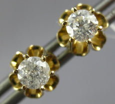 ESTATE .50CT DIAMOND 14KT YELLOW GOLD 3D CLASSIC ROUND FUN LOVE STUD EARRINGS