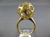 EXTRA LARGE .21CT DIAMOND 14KT YELLOW GOLD 3D OPEN CIRCULAR DOME SHAPE FUN RING