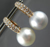 ESTATE .78CT DIAMOND & AAA SOUTH SEA PEARL 18K ROSE GOLD HUGGIE HANGING EARRINGS