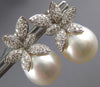 LARGE 1.03CT DIAMOND & AAA SOUTH SEA PEARL 18KT WHITE GOLD 3D HANGING EARRINGS