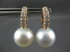 ESTATE .78CT DIAMOND & AAA SOUTH SEA PEARL 18K ROSE GOLD HUGGIE HANGING EARRINGS