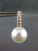 ESTATE .78CT DIAMOND & AAA SOUTH SEA PEARL 18K ROSE GOLD HUGGIE HANGING EARRINGS