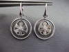 ESTATE LARGE .46CT DIAMOND 18KT WHITE GOLD MATTE & SHINY FLOWER HANGING EARRINGS