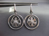 ESTATE LARGE .46CT DIAMOND 18KT WHITE GOLD MATTE & SHINY FLOWER HANGING EARRINGS