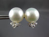LARGE .3CT DIAMOND & AAA SOUTH SEA PEARL 18K WHITE GOLD MULTI LEAF STUD EARRINGS