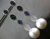 LONG 1.7CT DIAMOND & AAA SAPPHIRE & SOUTH SEA PEARL 18K WHITE GOLD OVAL EARRINGS