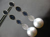 LONG 1.7CT DIAMOND & AAA SAPPHIRE & SOUTH SEA PEARL 18K WHITE GOLD OVAL EARRINGS