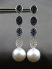 LONG 1.7CT DIAMOND & AAA SAPPHIRE & SOUTH SEA PEARL 18K WHITE GOLD OVAL EARRINGS