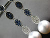LONG 1.7CT DIAMOND & AAA SAPPHIRE & SOUTH SEA PEARL 18K WHITE GOLD OVAL EARRINGS